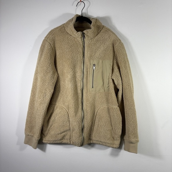 UGG Lucas Sand Sherpa Zip Up Jacket Fleece Men's Size Large - Picture 1 of 10